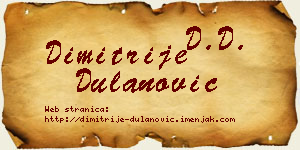 Dimitrije Dulanović vizit kartica